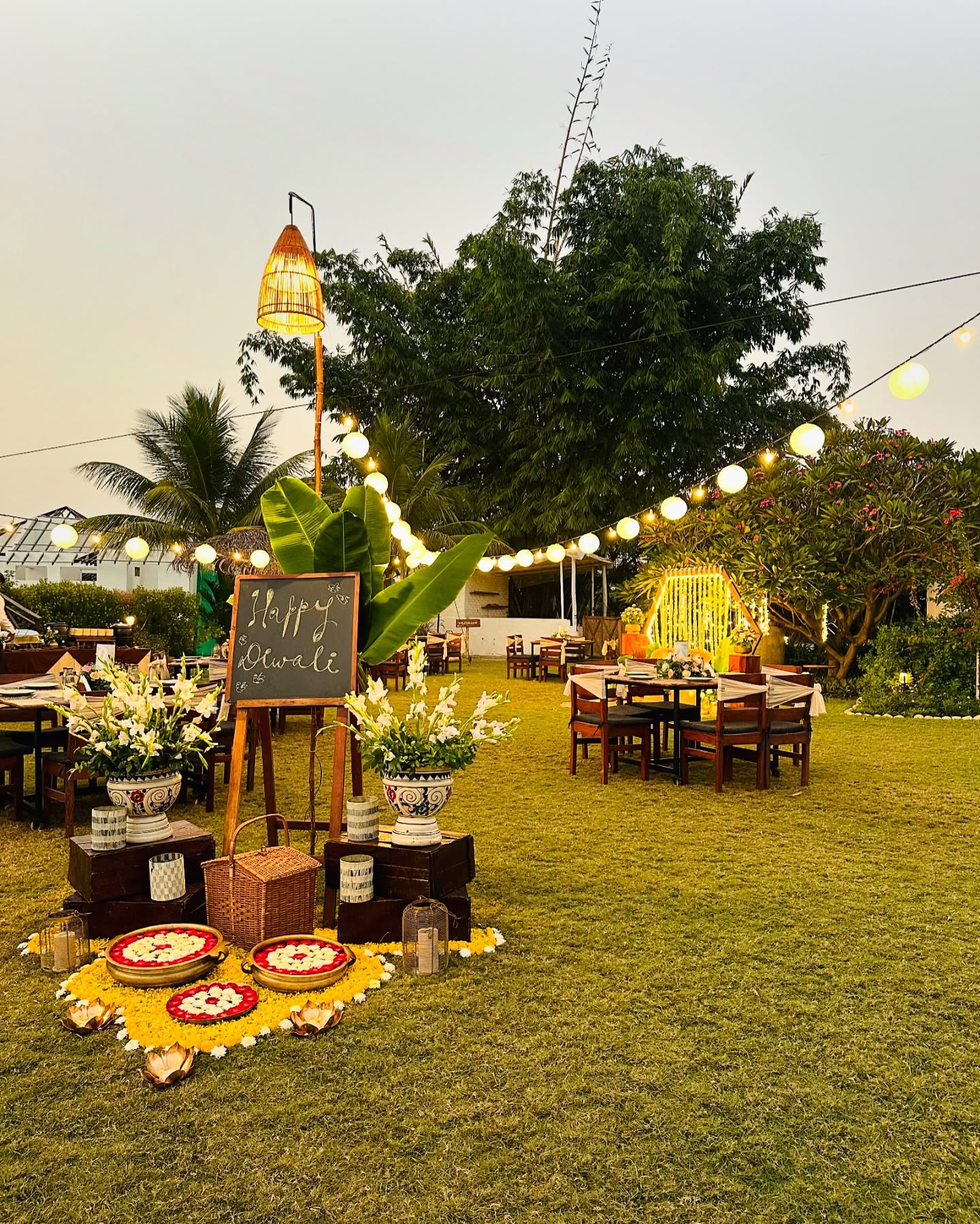 Diwali Garden Dining & Rangoli Décor