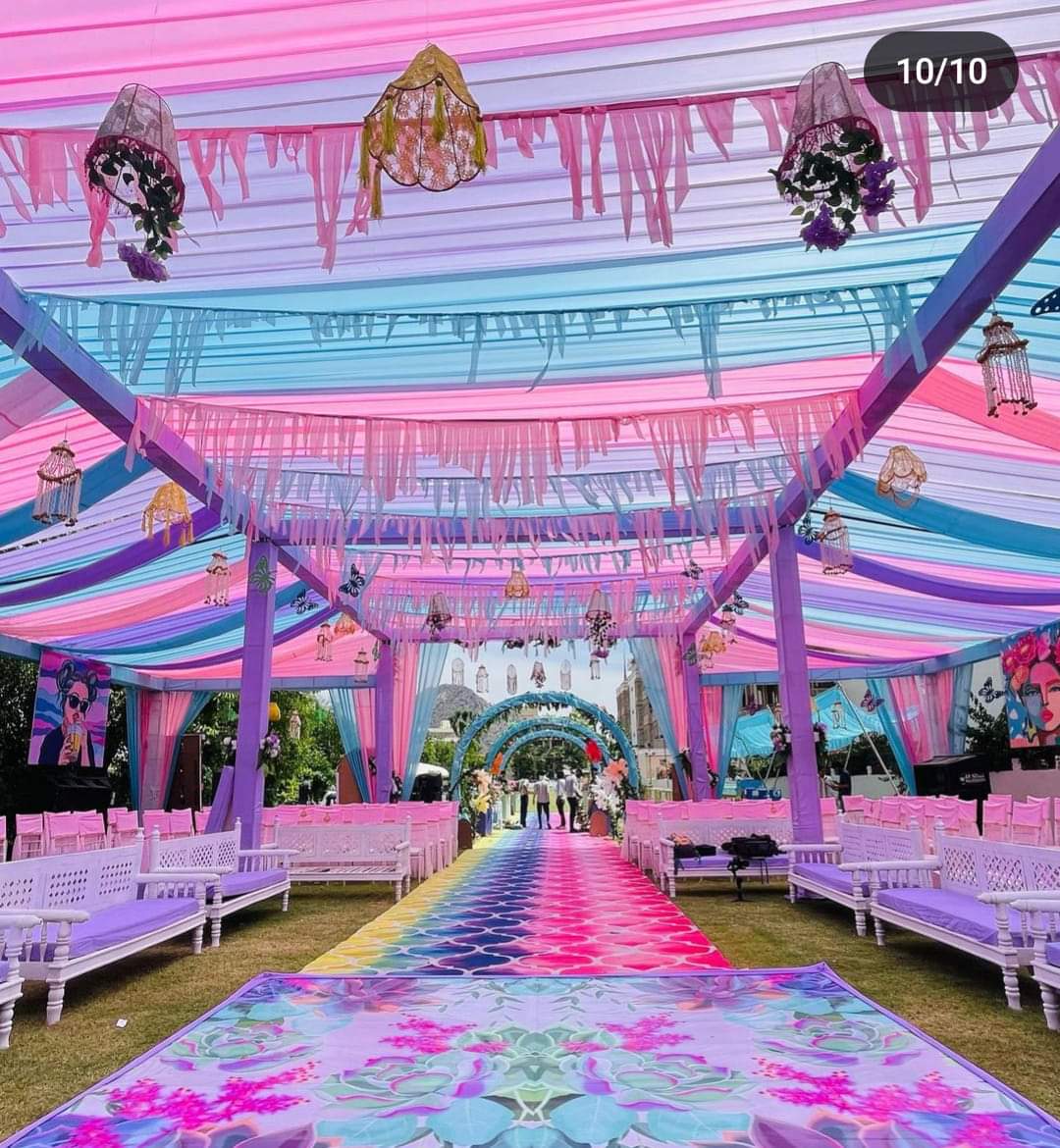 Pastel Drape Walkway & Arch Mandap